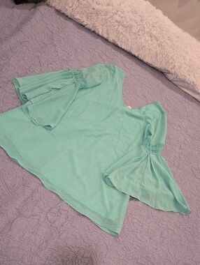 Altar'd State Mint Green Ruffled Sleeve Blouse Size S, New With Tags!